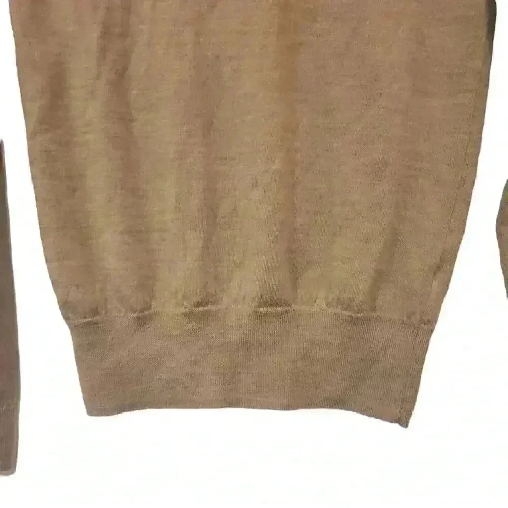J. Crew Women's Heather Tan Merino Wool Lightweight Knit Antique Lace Collar Lon